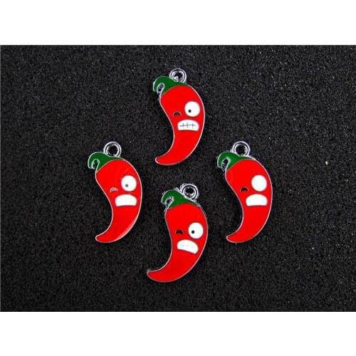 AE580 Mix Color 20Pcs Alloy Metal Enamel Chili Charms Pendants 28x15mm