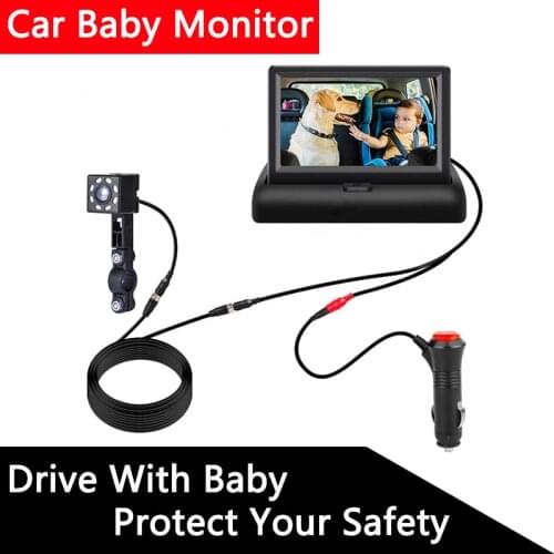 Car Baby Monitor For Child Safety Seat HD IR Night Vision Easy Install Surveillance Camera Display General 12V Cigarette Lighter
