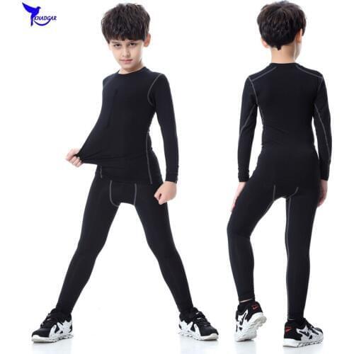 Gym Kids Elasticity Compression Long Sleeve Jogging Set Children Boys Quick Dry Gym Fitness Sport Suit Running Fitness Clothing