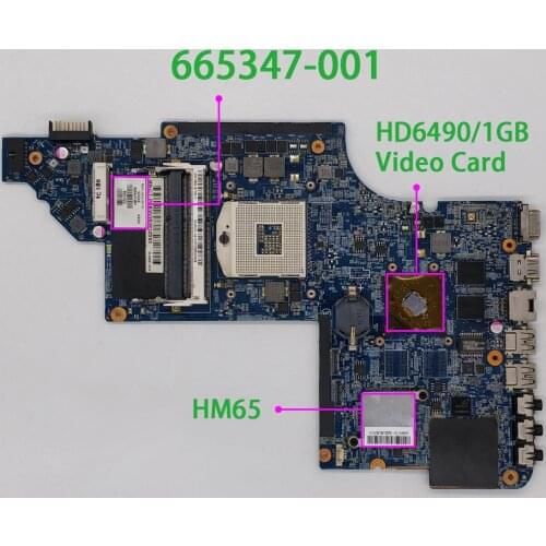 For HP DV6 DV6T DV6-6C46TX DV6T-6B00 DV6T-6C00 PC 665347-001 HM65 w HD6490/1G GPU NoteBook Laptop Motherboard Mainboard Tested