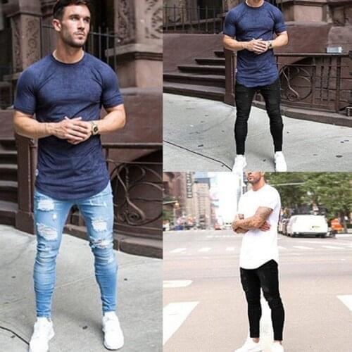 3 Colour Fashion Skinny Jeans MenNew Elasticity PencilPants SexyCasual Hole Ripped Horseman Exercise Jeans Men Streetwear clothe