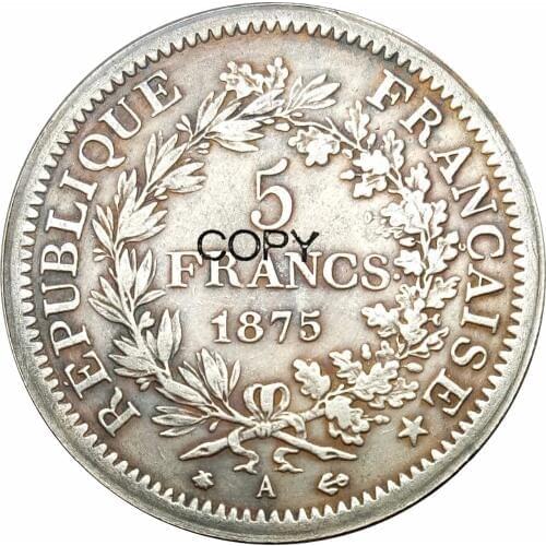 France 5 Francs 1875 A Cupronickel Plated Silver Copy Coin Commemorative COINS