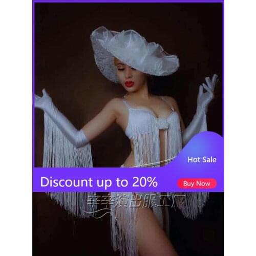 Headwear + Gloves + Bikini tassels Women Sexy Costume Nightclub Party Dancer Wear
