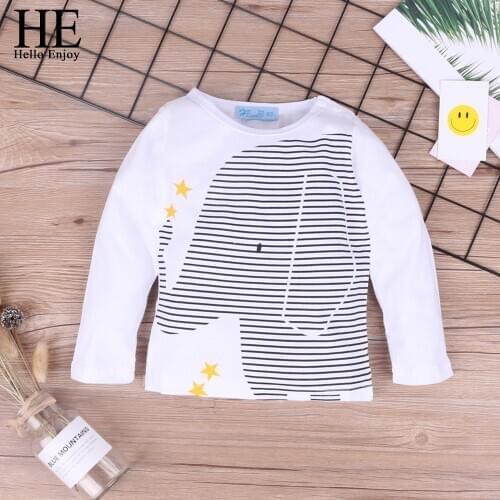 HE Hello Enjoy Baby Girl Clothes Boy Clothing Spring Cotton Animal Cartoon Long Sleeeve Stripe Tops T-Shirt Kids Newborn 1-3T