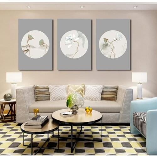 Chinese Ink Painting Blooming Lotus And Ripe Seed Picture Canvas Painting For Living Room Home Wall Art Aisle Modern Decor