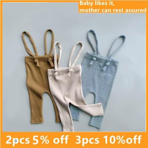 Breathable Infant Kids Suspender Pantyhose Spring Autumn Baby Girls Boys Cute Solid Color High Waist Bandage Overall Leggings