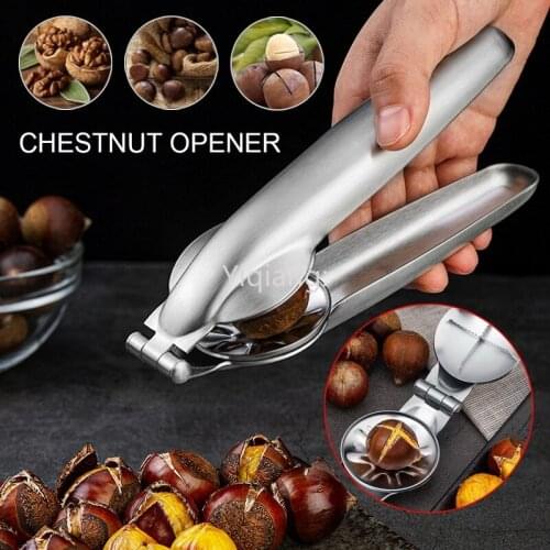 Creative Kitchen Gadget Stainless Steel 2-in-1 Cutting Fast Chestnut Clip Nutcracker Shelling Nut Can Opener
