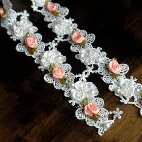 Beaded lace pearl tassel handmade lace accessories DIY wedding dress childrens clothing shoes and hats decorative lace