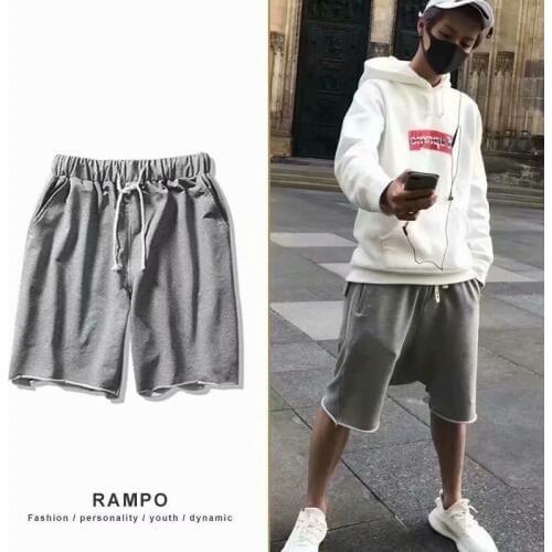 2020 summer new Japanese retro mens solid color terry shorts sports casual hip-hop mens five-point pants pants