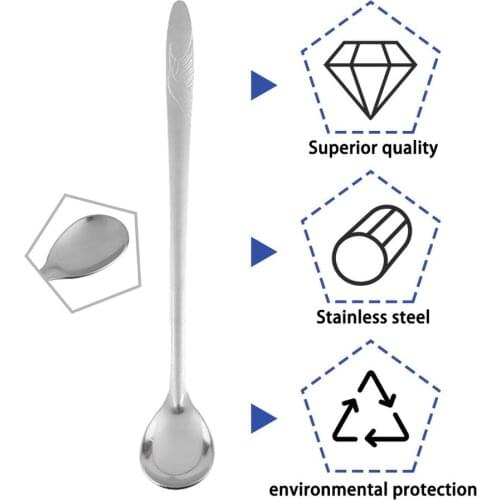 Long-Handle Spoon Ice Cream Tea Coffee Handled Long Handle Stainless Steel Spoons Flatware Popular New Drop Shipping