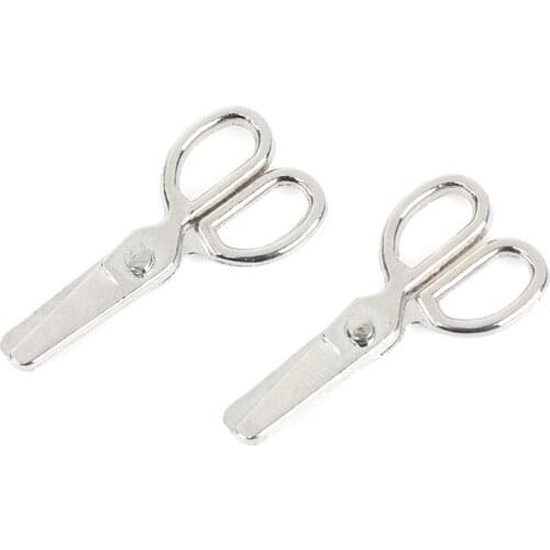 2pcs Mini Metal Scissors Miniature Dolls House Furniture 1:12 Dollhouse Decor