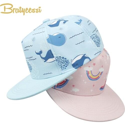 2021 Fashion Kids Hat Snapback Cap Print Hip Hop Caps for Children Adjustable Cotton 7 Colors Baby Hat for Girls Boys 2-8Y