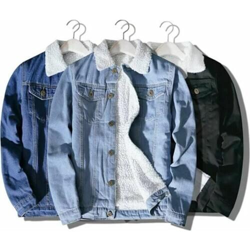 Mens Fleece Sherpa Lined Denim Jacket Jeans Blazer Slim Coat Winter Thermal Tops New