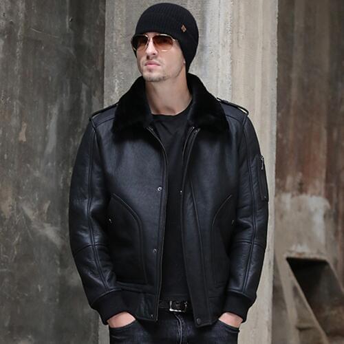 Classic Turn Down Collar 6xl Men Winter Real Sheepskin Fur Coat Black Genuine Leather Fur Clothing Natural Sheepskin Fur Outwear