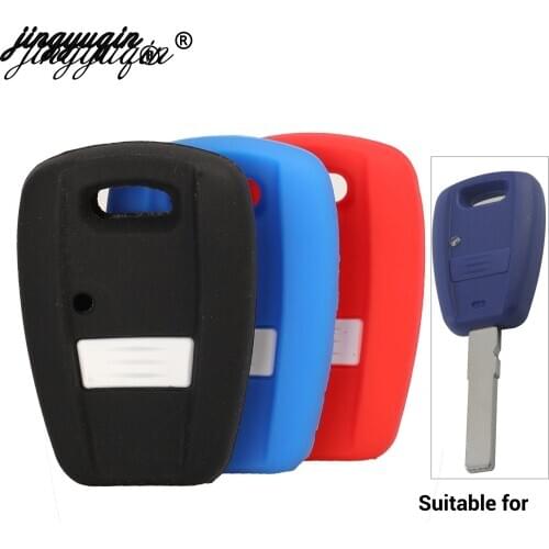 Jingyuqin Soft Rubber Car Key Case Silicone Key Cover for Fiat punto stilo 500 ducato bravo panda auto key blank transponder key