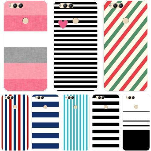 Blue Stripes Back Cover For Huawei Honor 7 7S 7X 7A 7C Pro 10 9 8 8X MAX Soft Phone Case Silicone For Huawei Honor 7 8 9 10 Lite