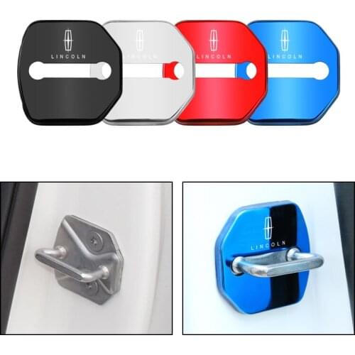 4 pcs Car Door Lock Protective Cover Stickers For Lincoln Continental Navigator MKC MKT MKZ MKX MKS MKX-Aviator Flyer New Energy