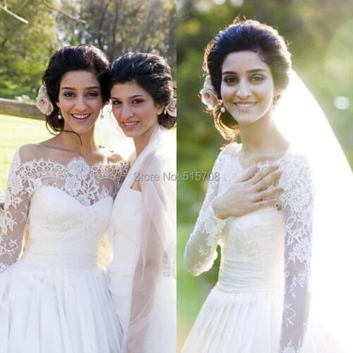 New Arrival Taffeta Lace Wedding Dress Strapless See Through Full Sleeve Custom Made For Elegant Women Formal Wedding Dress