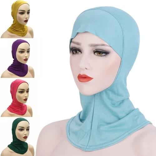 Solid Color Cotton Muslim Turban Cap For Women Full Cover Inner Hijab Caps Islamic Underscarf Bonnet Neck Head Under Scarf Cap