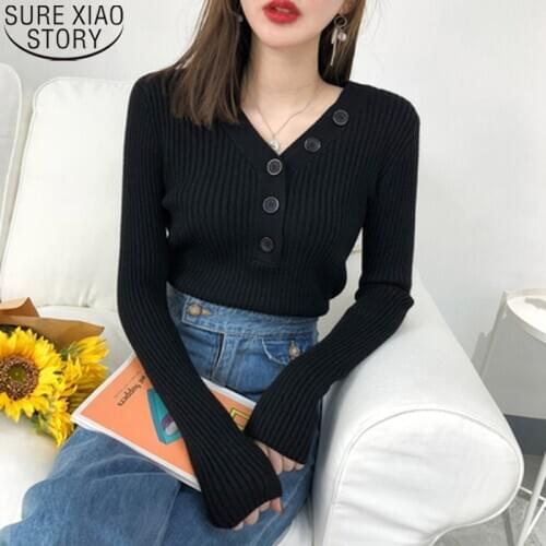 Solid 10 Colors V-neck Sweet Sweater Cardigan Women Long Sleeve Sweaters Button Autumn and Winter Gentle Womens Knitwear 10807