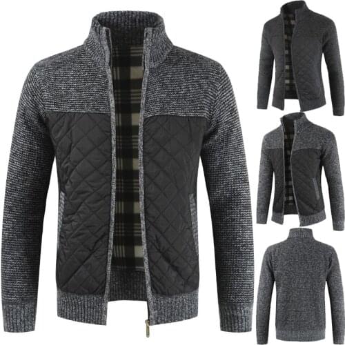 Fall Winter Mens Cardigan Coat Leisure Loose Large Size Zippered Knitwear with Flint Warm Windproof Sweater Jacket