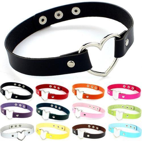 Harajuku Punk PU Leather Necklace Women Sexy Heart Collar Choker Necklaces Rock Gothic Jewelry For Girl Birthday Party Gift