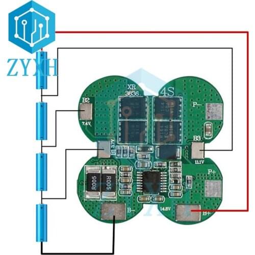 BMS 4S 15A 14.8V 18650 Li-ion Lithium Battery Charge Board Plum Shape Common Port Overcurrent Protection For Electric Tools