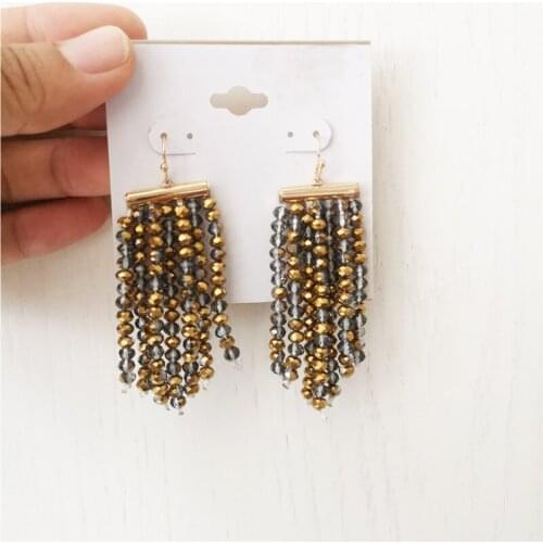 Earings Fashion Jewelry 2020 Vintage Gold Crystal Long Tassel Earrings for Women Punk Geometric Big Drop Earrings wholesale