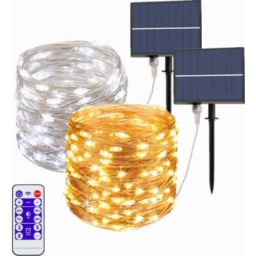 Solar Led Light Outdoor 10m 50m Fairy Lights String with Remote Christmas Garland Solar Power Light Garden Decoration Solar Lamp