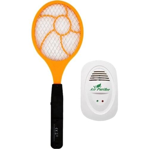 LED Electric Mosquito Swatter Flyswatter with Pluggable Mini Air Purifier US Plug
