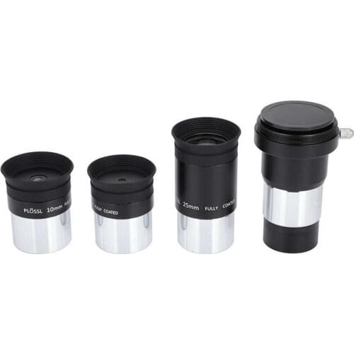 1.25inch Plossl Telescope Eyepiece Set 4mm 10mm 25mm Multi Coated + 2X Barlow Lens Kit for Astronomy Telescope Monocular