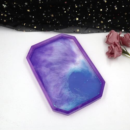Octagonal Crystal Epoxy Resin Tray Mould Concrete pallet mould Silicone Cement Concrete Dish Tray Molds Display Coaster Molds