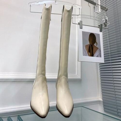 Retro Classic Riding Boots Spring Autumn Brand Design Point Toe Women Shoe High Quality Knee-High Slip On Female Boot size