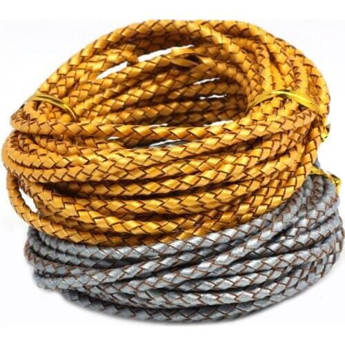 3mm 1Yard/lot Gold/silver Preparation of Round Leather Cord /Wire earrings Bracelet choker necklace DIY jewelry making Olingart