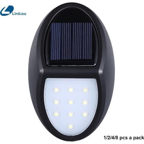 10 LED Solar Power Lamp Lighting Control 1/2/4/8pcs Solar Wall Light Outdoor IP65 Waterproof Energy Saving Garden Security Lamp