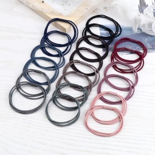 10Pcs/Lot Women Girls Rubber Bands Simple Basic Three Ropes Hair Band Tie High Elastic Scrunchie Fashion Hair Accessories Holder