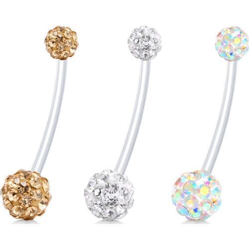 14 G Pregnancy Maternity Belly Button Rings Navel Retainer Flexible Long Body Piercing 1/2 Inch