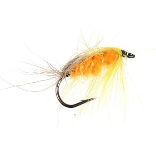 2021 10PCS #6 Insect Bait Trout Flies Barbed Fishhook Woolly Worm Brown Caddis Nymph Fly Deer Hair Beetle Trout Fly Fishing Bait