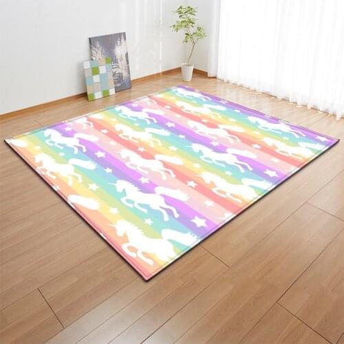 3D Children Unicorn girl carpet cute baby play rug home decoration Kids room bedroom livingroom area rugs for parlor customized