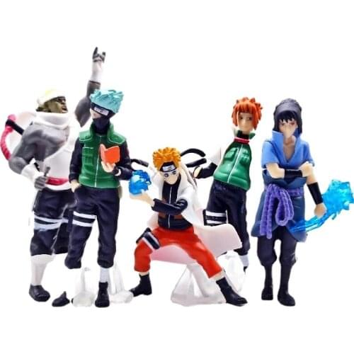 5pcs Japanese anime Uzumaki kakashi Uchiha Sasuke Q version PVC action figures lovely cartoon desk ornaments gift kid brinquedos