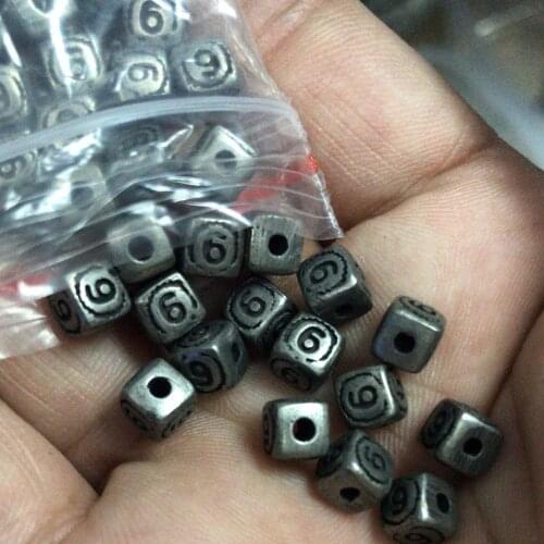 50pcs/lot DIY Fashion Jewelry 316l Stainless Steel Vintage Number6/9 Bead Charm for Original Bracelet Jewelry Making Wholesales