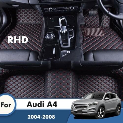 RHD Car Floor Mats For Audi A4 2008 2007 2006 2005 2004 Car Carpet Leather Rugs Custom Auto Foot Pads Automobile Interior Cover