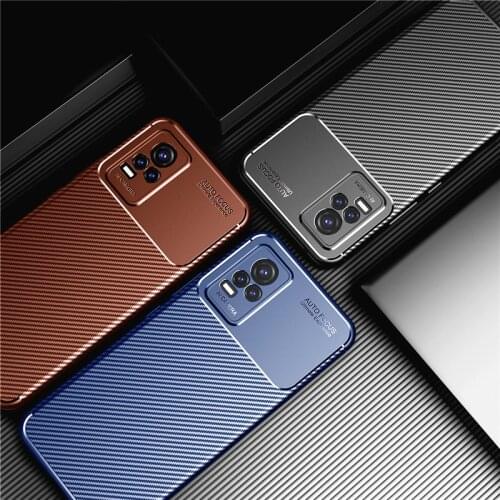 For Vivo V21e Case Armor Coque Silicone Fiber Rubber Protective Hard Phone Case For Vivo V21E Case Cover For Vivo V21E 4G 5G V21