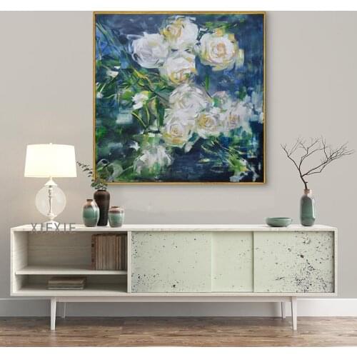 Oil Painting Mordern Red White Flowers Canvas Wall Art Modular Decor Print Posters Frameless Artwork for Living Room Home