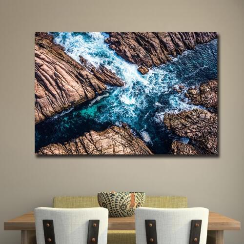 Large size Oil Painting Coast Canal Sea Waves Wall Art Picture Home Decor Living Room Modern Canvas Print No Frame Paintings