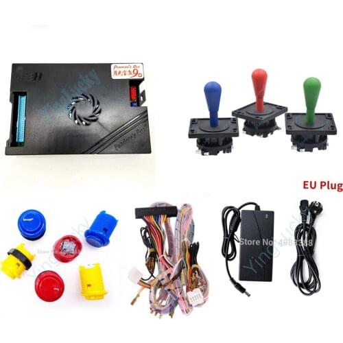 Wholesale arcade kit 2pcs red joysticks+17pcs red buttons+1pcs Pandoras box 9d 2500 with harness +1pcs power supply adapter
