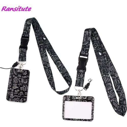 Ransitute R1429 Equation Creative Lanyard Card Holder Student Hanging Neck Mobile Phone Lanyard Badge Subway Access Card Holder