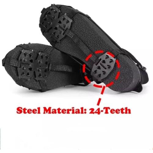 1 Pair M L 24 Teeth Anti-Slip Ice Grips Gripper Shoes Boot Hiking Ice Climbing Shoe Spikes Climbing Chain Crampons Shoes Cover