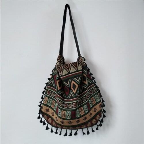 Summer Bohemian Fashion Bag Women Handbag Bag Vintage Tassel Design No Lining With Inner Pocket Single Shoulder Bag Ethnic Style
