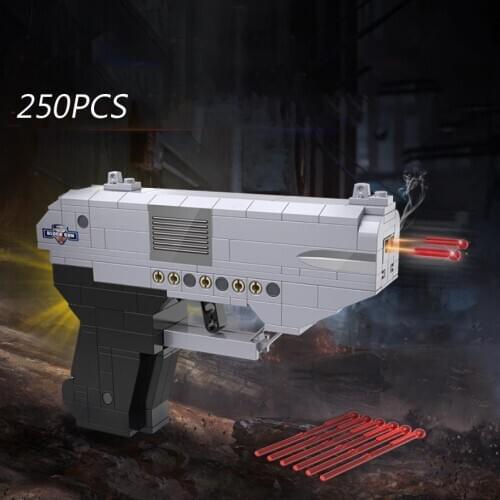 Simulation Modern military weapon Double barreled pistol building block gun assemble model with shooting brick toy for boy gift